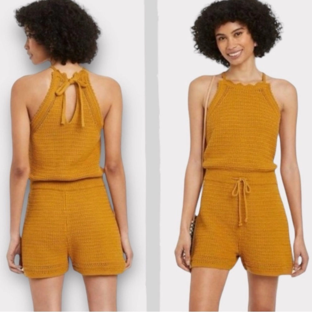Universal Thread Mustard Knit Romper